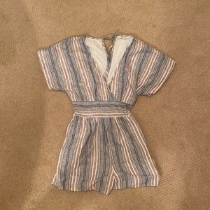 American eagle blue+pink stripped romper (small)